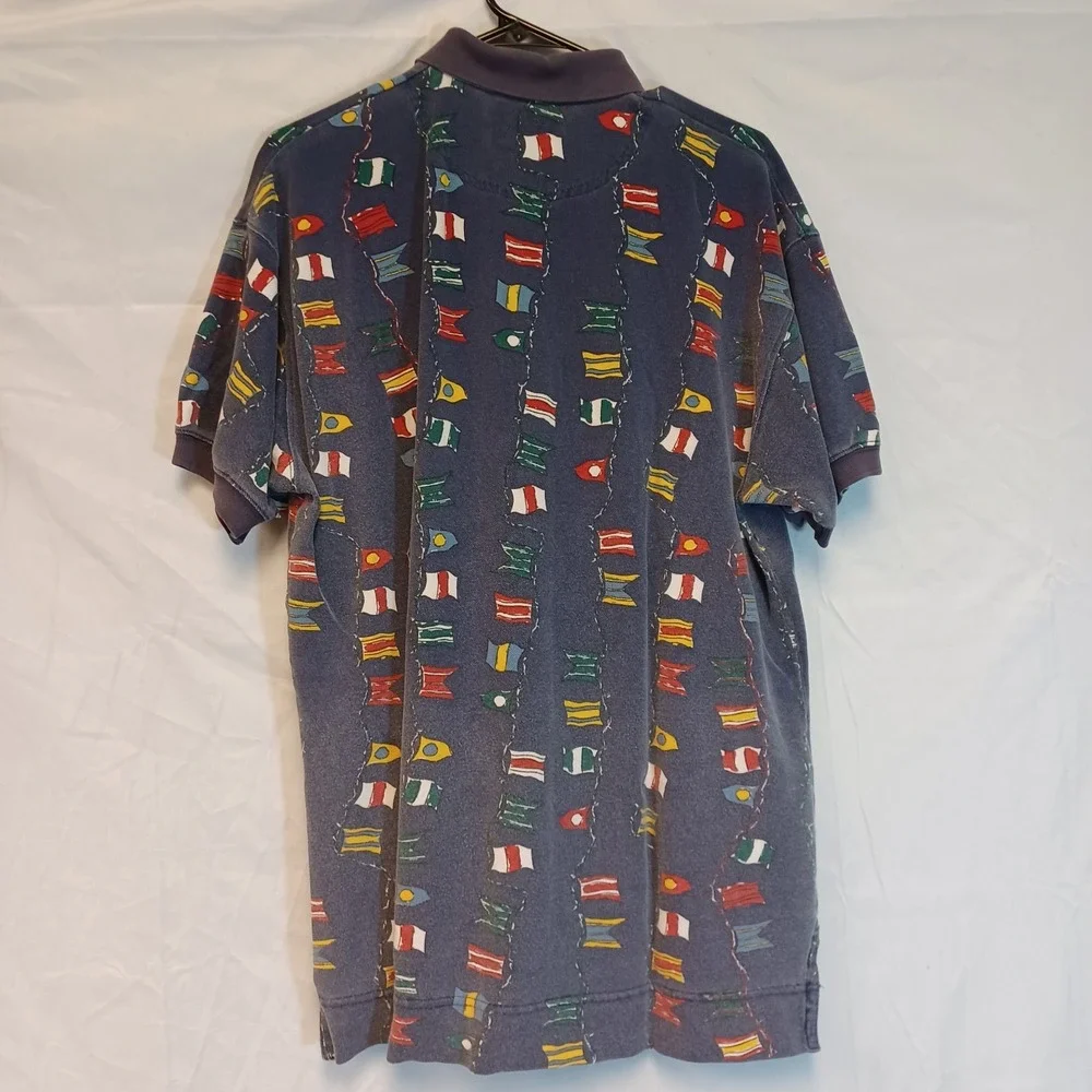 American Eagle Outfitters Athletic Fit Men's‎ Medium Polo Shirt Flags
